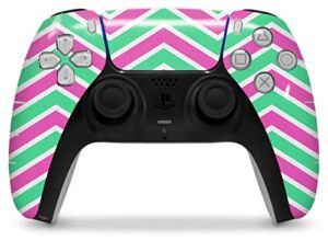 WraptorSkinz Skin Wrap compatible with the Sony PS5 DualSense Controller Zig Zag Teal Green and Pink (CONTROLLER NOT INCLUDED)