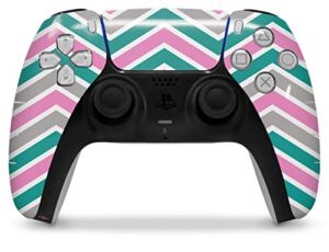 WraptorSkinz Skin Wrap compatible with the Sony PS5 DualSense Controller Zig Zag Teal Pink and Gray (CONTROLLER NOT INCLUDED)