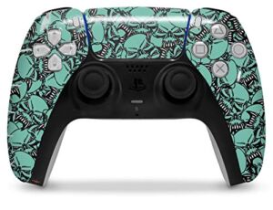 WraptorSkinz Skin Wrap compatible with the Sony PS5 DualSense Controller Scattered Skulls Seafoam Green (CONTROLLER NOT INCLUDED)
