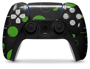 WraptorSkinz Skin Wrap compatible with the Sony PS5 DualSense Controller Lots of Dots Green on Black (CONTROLLER NOT INCLUDED)