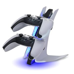 PS5 Controller Charger, Playstation 5 Controller Charging Station with LED Light and Charger Cable