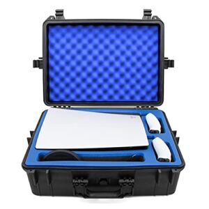 CASEMATIX Hard Shell Travel Case Compatible with PlayStation 5 Console, Controllers, Games and Accessories – Waterproof PS5 Carrying Case with Customized Foam for Both Standard and Digital Editions