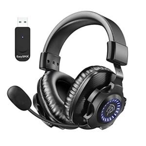EasySMX 2.4G Wireless Gaming Headset PS5/PS4/PC V07W Gaming Headphones with Detachable Noise Cancellation Microphone, RGB Lighting, Over-Ear Memory Foam Computer Headset with 7.1 Surround Deep Bass