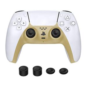 TiMOVO Decorative Cover Case for PS5 Controller, Custom Decorative Strip Faceplate Cover DIY Replacement Shell with 4 Thumb Grip Caps for PS5 Dualsense Controller, Yellow