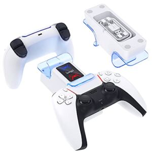 Dual Charging Stand for PS5 Controller, MENEEA Fast Charger Dock Station & Small Size Compatible with Playstation 5 for DualSense Controller with LED Indicator, USB Storage for PS5 Controller