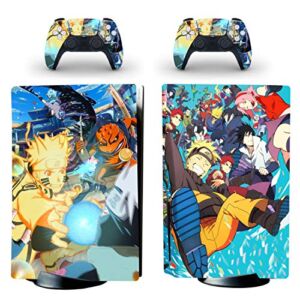 Decal Moments PS5 Standard Disc Console Controllers Full Body Vinyl Skin Sticker Decals for Playstation 5 Console and Controllers Uzumaki Sasuke