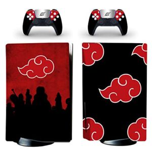 Decal Moments PS5 Standard Disc Console Controllers Full Body Vinyl Skin Sticker Decals for Playstation 5 Console and Controller Red Clouds