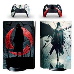 Decal Moments PS5 Standard Disc Console Controllers Full Body Vinyl Skin Sticker Decals for Playstation 5 Console and Controllers Uchiha Itachi