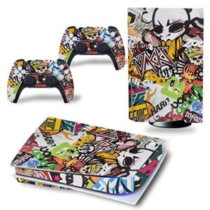 PS5 Skin for Console and Controller Skin Vinyl Sticker Decal Cover for Playstation 5 Console and Controllers – Compatible with Playstation 5 Digital Edition – Graffiti