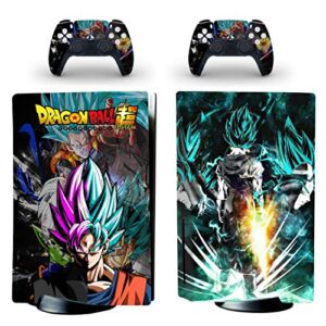 Decal Moments PS5 Standard Disc Console Controllers Full Body Vinyl Skin Sticker Decals for Playstation 5 Console and Controllers Super Goku
