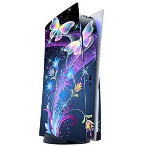 ITS A SKIN Skins Compatible with Sony Playstation 5 Console Disc Edition – Protective Decal Overlay stickers wrap cover – glowing butterflies in flight