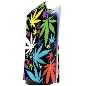 ITS A SKIN Skins Compatible with Sony Playstation 5 Console Disc Edition – Protective Decal Overlay stickers wrap cover – Colorful Weed Leaves Leaf