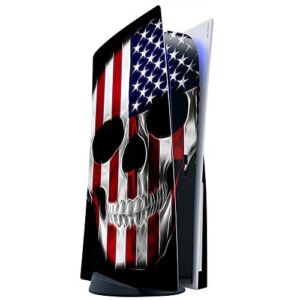 ITS A SKIN Skins Compatible with Sony Playstation 5 Console Disc Edition – Protective Decal Overlay stickers wrap cover – American Skull Flag in Skull