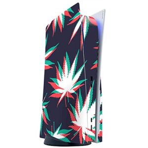 ITS A SKIN Skins Compatible with Sony Playstation 5 Console Disc Edition – Protective Decal Overlay stickers wrap cover – 3D Holographic Weed Pot Leaf