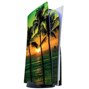 ITS A SKIN Skins Compatible with Sony Playstation 5 Console Disc Edition – Protective Decal Overlay stickers wrap cover – Sunset Palm Trees Ocean