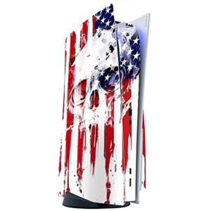 ITS A SKIN Skins Compatible with Sony Playstation 5 Console Disc Edition – Protective Decal Overlay stickers wrap cover – U.S.A. Flag Skull Drip