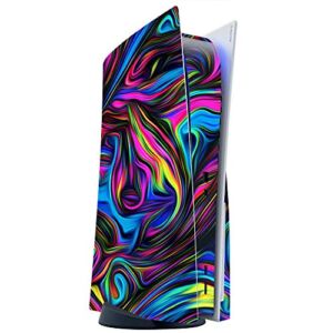 ITS A SKIN Skins Compatible with Sony Playstation 5 Console Disc Edition – Protective Decal Overlay stickers wrap cover – Neon Color Swirl Glass