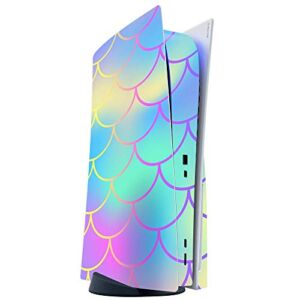 ITS A SKIN Skins Compatible with Sony Playstation 5 Console Disc Edition – Protective Decal Overlay stickers wrap cover – Pastel colorful mermaid scales