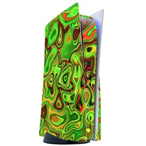 ITS A SKIN Skins Compatible with Sony Playstation 5 Console Disc Edition – Protective Decal Overlay stickers wrap cover – green glass trippy psychedelic