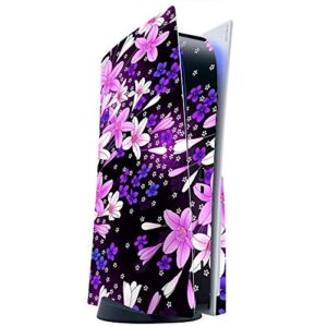 ITS A SKIN Skins Compatible with Sony Playstation 5 Console Disc Edition – Protective Decal Overlay stickers wrap cover – Purple Pink Colorful Flowers Lillies