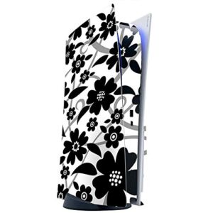 ITS A SKIN Skins Compatible with Sony Playstation 5 Console Disc Edition – Protective Decal Overlay stickers wrap cover – Black white Flower Print