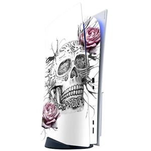 ITS A SKIN Skins Compatible with Sony Playstation 5 Console Disc Edition – Protective Decal Overlay stickers wrap cover – Roses in Skull