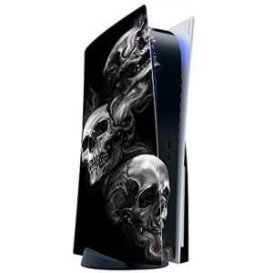 ITS A SKIN Skins Compatible with Sony Playstation 5 Console Disc Edition – Protective Decal Overlay stickers wrap cover – glowing Skulls in Smoke