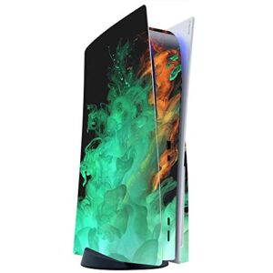 ITS A SKIN Skins Compatible with Sony Playstation 5 Console Disc Edition – Protective Decal Overlay stickers wrap cover – Orange Green Smoke