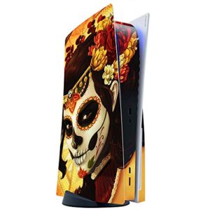 ITS A SKIN Skins Compatible with Sony Playstation 5 Console Disc Edition – Protective Decal Overlay stickers wrap cover – Skull Girl Dia de Los Muertos Paint