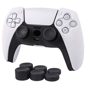 PS5 Controller Grip Cover, CHIN FAI Anti-Slip Silicone Skin Protective Cover Case for Playstation 5 DualSense Wireless Controller with 6 Thumb Grip Caps (New White)