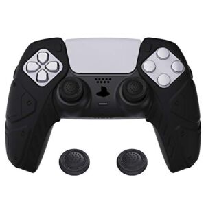 PlayVital Mecha Edition Black Ergonomic Soft Controller Silicone Case Grips for Playstation 5, Rubber Protector Skins with Thumbstick Caps for PS5 Controller – Compatible with Charging Station