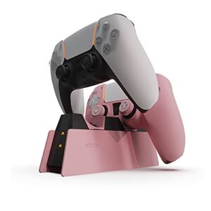 SMOS PS5 Controller Charger Station, DualSense PS5 Charging Station with LED Indicator,Safety Chip Protection, PS5 Fast Charging Dock Compatible with Playstation 5 Controller,Cherry Blossom Powder