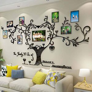 DecorSmart Love Family Tree Picture Frame Collage Removable 3D DIY Acrylic Wall Decor Stickers with Inspirational Quote for Living Room
