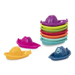 Battat – 10 Bath Boats – Numbered & Stackable Bathtime Toys – Floating Toy Boats for The Bath, Pool, Beach – Educational Toys – Stackin’ Boats – 6 Months + (BT2688Z)