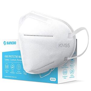 SUNCOO Protective KN95 Face Mask – 20 Pack, 5 Layers Cup Dust Mask Protection Against PM2.5 Dust, Smoke and Haze-Proof, Designed for Men, Women, Essential Workers – White