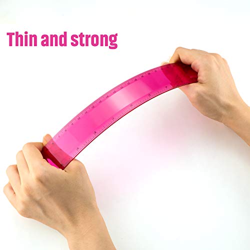 2 Pack Plastic Ruler Straight Ruler Plastic Measuring Tool for Student School Office (Rose Red, 12 Inch) | The Storepaperoomates Retail Market - Fast Affordable Shopping
