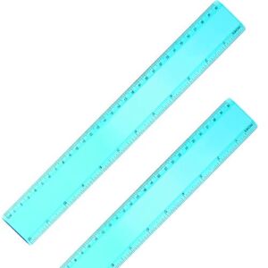2 Pack Plastic Ruler Straight Ruler Plastic Measuring Tool for Student School Office (Green, 12 Inch)