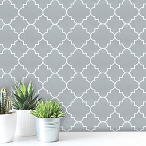 Guvana Gray Trellis Contact Paper Grey Peel and Stick Wallpaper 17.7″ｘ118″ Removable Wallpaper Self Adhesive Contact Paper Decorative Modern DIY Wallpaper for Livingroom Cabinets Shelf Liner Covering