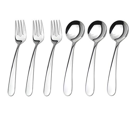 WEKTUNAA Stainless Steel Child Toddler Flatware Set-6 pieces-Kids Fork and Spoon, Mirror Polished, Back to school lunch supplies | The Storepaperoomates Retail Market - Fast Affordable Shopping
