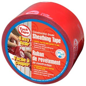 Tuck Tape Construction Sheathing Tape, Epoxy Resin Tape, 2.4 in x 180 ft (Red) Easy Tear