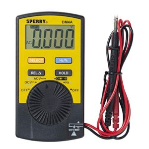 Sperry Instruments Pocket DM4A, Voltage, Outlet Tester, Yellow Digital Multimeter