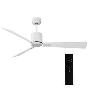 Iliving Quiet BLDC Indoor Ceiling Fan with Remote Control, 3 Blades 6 Speeds, 56 Inches, 6300 CFM, White/Wood Finish