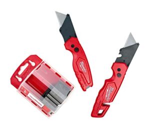 Milwaukee Fastback Flip Utility Knife 2 Piece Set with Razor Blade Dispenser (50 Blades Included)