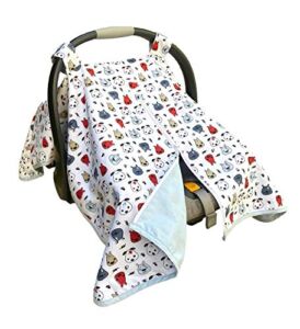 effe bébé Car Seat Covers for Newborn Infant Baby – Made from 100% Breathable Cotton – Can be Used for Carseat Canopy Baby Carrier Stroller Cover – for Boys and Girls (Blue Doggie)