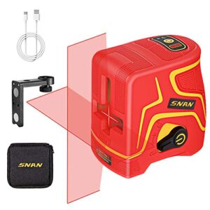 SNAN 98 Feet Laser Level Self-Leveling Horizontal and Vertical Cross-Line Laser, Three Modules with 2 Laser Heads, Pulse Mode, Magnetic Support and Carrying Pouch, 360° Rotating, IP54