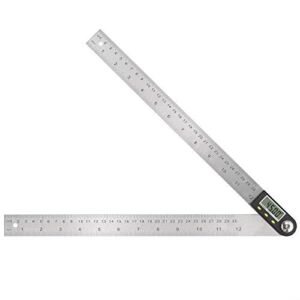 Neoteck 12 inch/30cm Stainless Steel Digital Angle Finder Protractor Ruler with Data Holding Function for Woodworking Construction Repairing