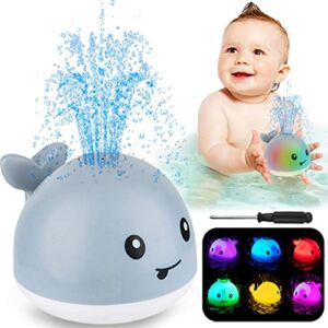 ZHENDUO Baby Bath Toys, Whale Automatic Spray Water Bath Toy, Induction Sprinkler Bathtub Shower Toys for Toddlers Kids Boys Girls, Pool Bathroom Toy for Baby (Gray)