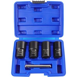 Spurtar 5 Pcs Twist Socket Set, Stripped Lug Nut Remover for Removing Damaged, Dead, Rusted, Rounded-Off Bolts, Nuts & Screws-17MM,19MM, 21MM, 22MM Plum-shaped Socket Removal