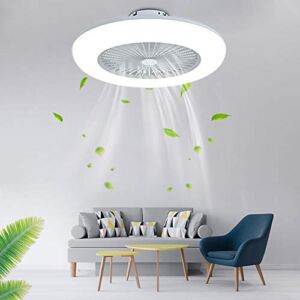 22 Inch Ceiling Fan with Light and Remote Control,Modern LED Semi Flush Mount Light Fandelier,Acrylic Blades,Dimmable Light 3 Wind Speeds,36W,Enclosed Fan,Quite Motor,for Home Living Room (White)