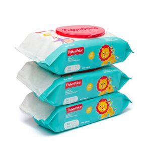 Fisher Price Baby Wipes Unscented, Hypoallergenic, Water Baby Diaper Wipes for Newborn and Sensitive Skin – Flip Top – 80 Count (Pack of 3) 240 Wipes